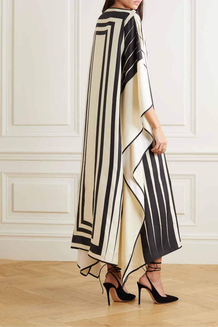 White & Black Stripes Kaftan