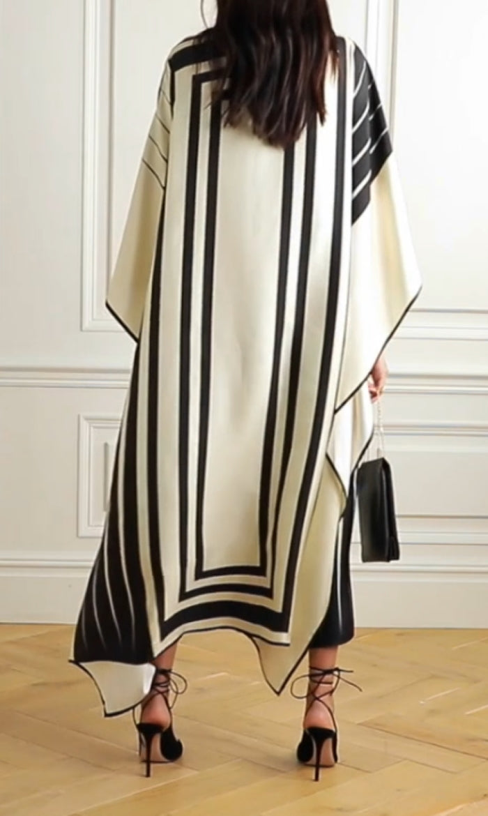 White & Black Stripes Kaftan