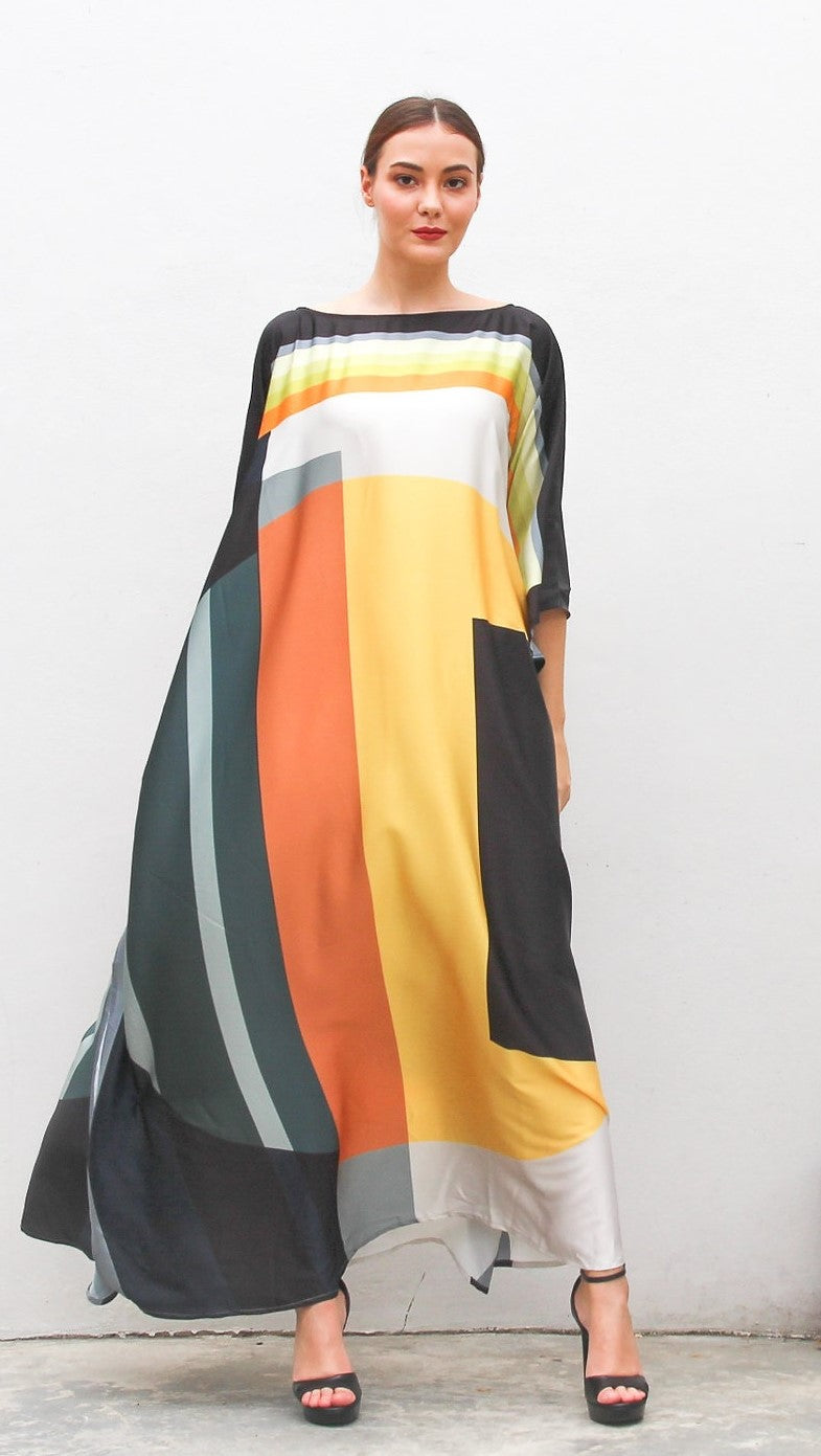 Yellow White Black Kaftan